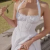Adabella hvit bomullsommerkjol med halterneck