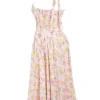 Adabella rosa midi-sommerkjol i bomull med halterneck og engblomst-print