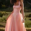 Adabella Rose rosa bomulls halterneck midilengde Sommerkjoler