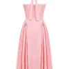 Adabella Rose rosa bomulls halterneck midilengde Sommerkjoler