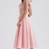 Adabella Rose rosa bomulls halterneck midilengde Sommerkjoler