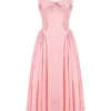 Adabella Rose rosa bomulls halterneck midilengde Sommerkjoler