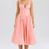 Adalyn Peach Broderie Anglais Midi Sommerkjoler