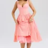Adalyn Peach Broderie Anglais Midi Sommerkjoler