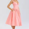 Adalyn Peach Broderie Anglais Midi Sommerkjoler