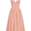 Adalyn Peach Broderie Anglais Midi Sommerkjoler