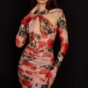 Adanna Rose Print Korsetter Mini Kjoler