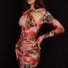 Adanna Rose Print Korsetter Mini Kjoler