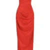 Adrienne Scarlet satenkjole uten stropper