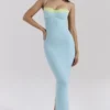 Aiza Ocean Blue Contrast Lace Maxi Kjoler