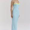 Aiza Ocean Blue Contrast Lace Maxi Kjoler