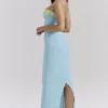 Aiza Ocean Blue Contrast Lace Maxi Kjoler