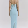Aiza Ocean Blue Contrast Lace Maxi Kjoler