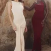 Akaia Champagne Waterfall Maxi Kjoler