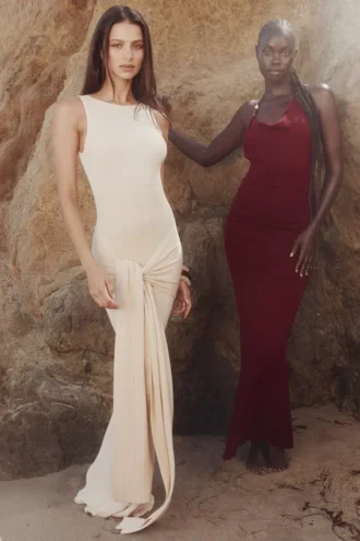 Akaia Champagne Waterfall Maxi Kjoler