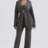 Alaia Charcoal Cardigan i kashmirblanding med belte