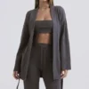 Alaia Charcoal Cardigan i kashmirblanding med belte