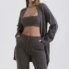 Alaia Charcoal Cardigan i kashmirblanding med belte