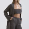 Alaia Charcoal Cardigan i kashmirblanding med belte