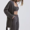 Alaia Charcoal Cardigan i kashmirblanding med belte