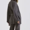 Alaia Charcoal Cardigan i kashmirblanding med belte