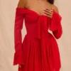 Alana Scarlet Off Shoulder Kjoler