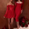 Alana Scarlet Off Shoulder Kjoler