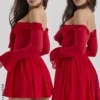 Alana Scarlet Off Shoulder Kjoler
