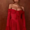 Alana Scarlet Off Shoulder Kjoler