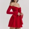 Alana Scarlet Off Shoulder Kjoler