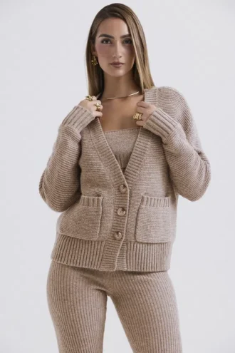 Alara Barley Chunky Cardigan i naturlig ull