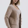 Alara Barley Chunky Cardigan i naturlig ull