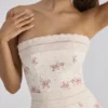 Alessina Ivory Vintage Rose Print Cotton + Lace Maxi Kjoler