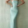 Alette Jade Satin Strapless Maxi Kjoler