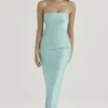 Alette Jade Satin Strapless Maxi Kjoler