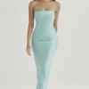 Alette Jade Satin Strapless Maxi Kjoler