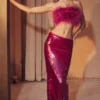 Alexis Hot Pink Sequin Maxi Skjørt
