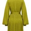 Allegra Chartreuse plissert skjortekjole