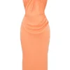 Alora Tangerine stroppeløs korsetter-midikjole
