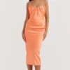 Alora Tangerine stroppeløs korsetter-midikjole