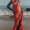 Aloura Coral Georgette Ruffle Maxi Kjoler