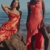 Aloura Coral Georgette Ruffle Maxi Kjoler