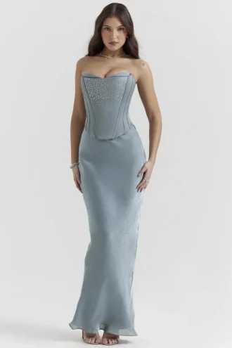 Amadi Cool Blue gulvlengde maxi-skjørt