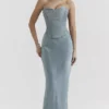 Nastassia Cool Blue Embellished Satin Korsetter