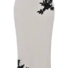 Amal Champagne Beaded Midi Skjørt