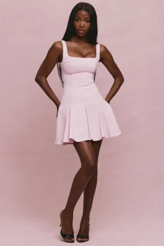 Amelie Ballerina rosa stretch-krepp minikjole