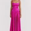 Anabella Fuchsia Lace Up Maxi Kjoler