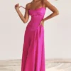 Anabella Fuchsia Lace Up Maxi Kjoler