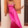 Anabella Fuchsia Lace Up Maxi Kjoler