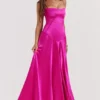 Anabella Fuchsia Lace Up Maxi Kjoler